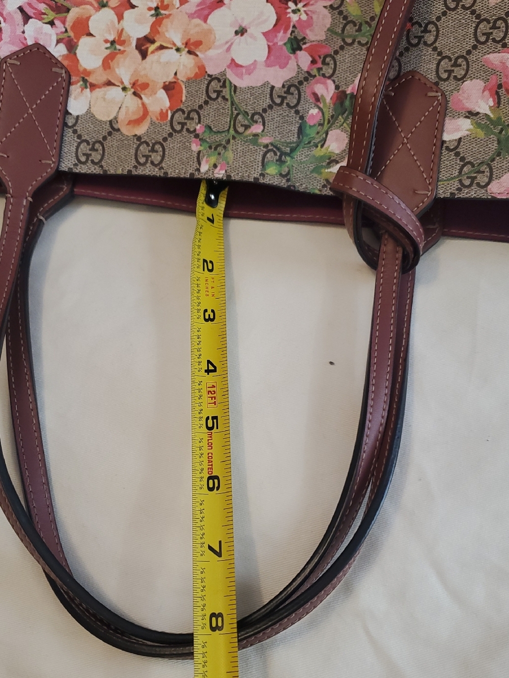 Gucci Floral GG Supreme Tote Bag in Pink Brown - Picture 8 of 13